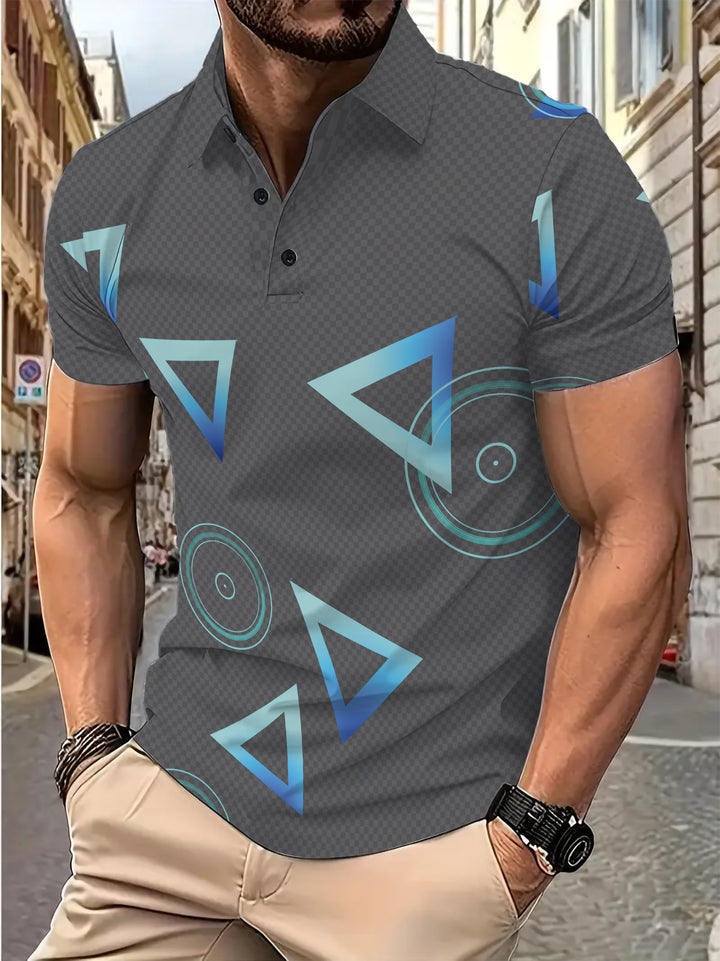 Herren modernes Poloshirt mit kreativem geometrischen Design Echoarchiv