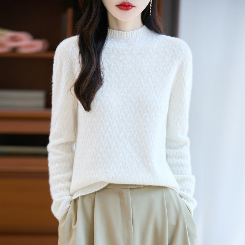 Damen Weicher Feinstrick‑Pullover mit kurzem Mockneck, leichter Mohair‑Optik und entspannter Silhouette Echoarchiv