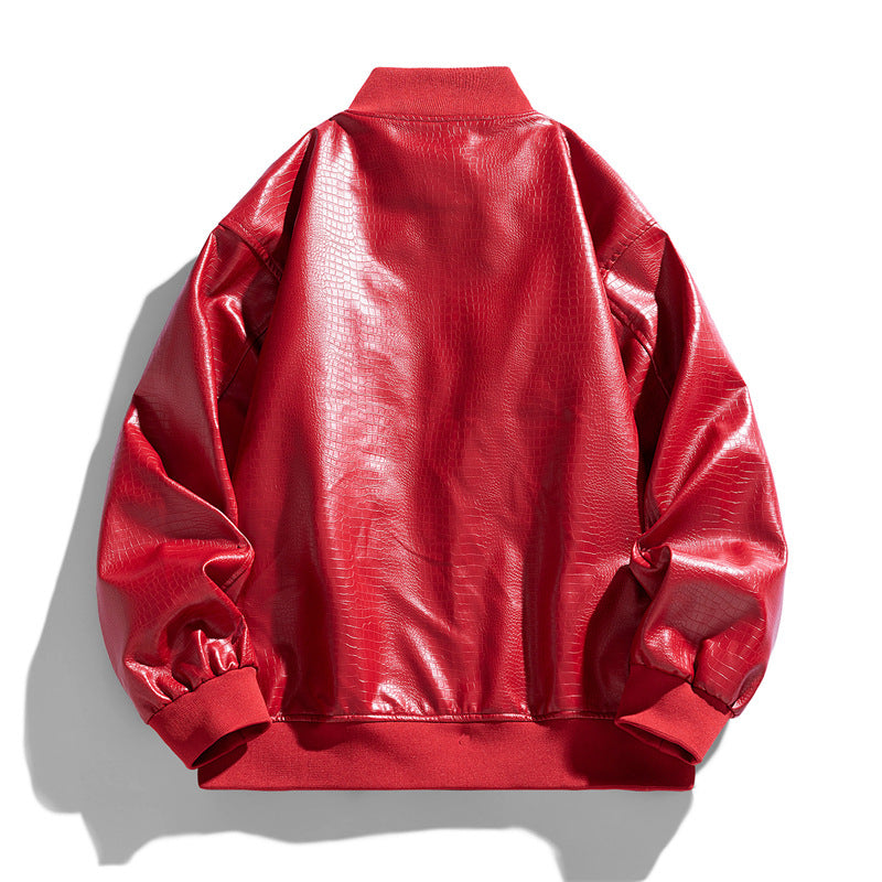 Herren moderne Kunstlederjacke mit trendigen Pattentaschen Echoarchiv