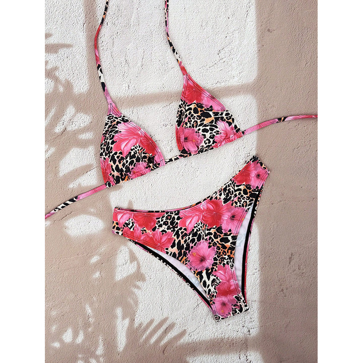 Damen Triangel-Bikini mit animalischem Muster und hohem Beinausschnitt Echo Archiv