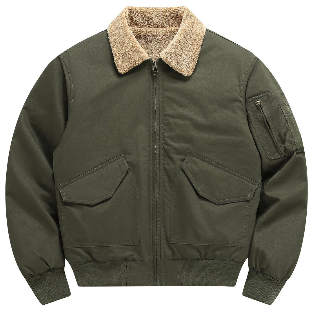 Herren lässige Freizeitjacke mit weichem Teddyfutter und funktionalen Taschen Echoarchiv