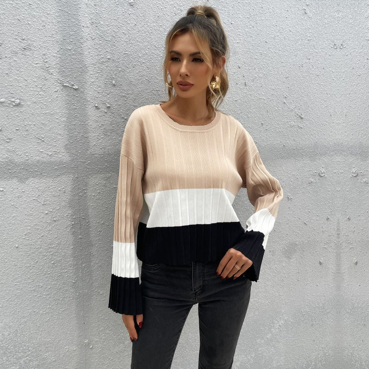 Damen Lässiger Strickpullover mit Rippstruktur und weiten Ärmeln Echo Archiv