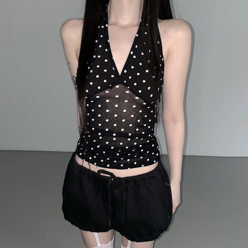 Damen Halterneck Top mit Polka Dots Echo Archiv
