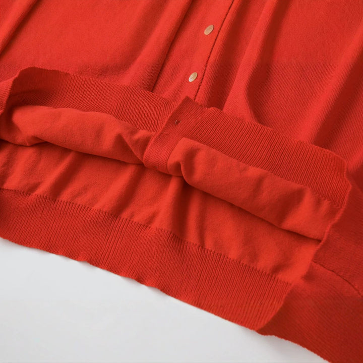 Damen Leichter Dreiviertelarm Knopf-Cardigan mit Rundhals und verlängerter Rippenblende Echoarchiv