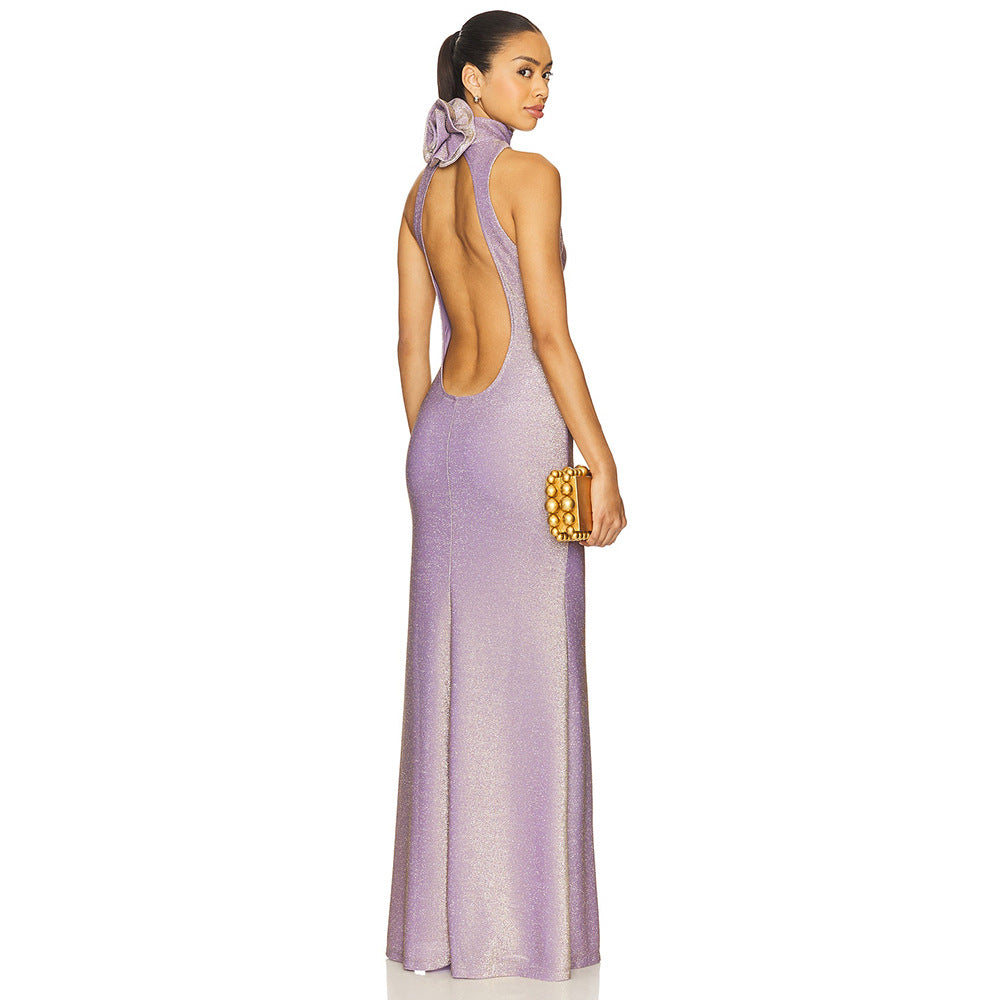 Damen Elegantes Maxikleid mit hohem Stehkragen und figurbetontem Schnitt Echo Archiv