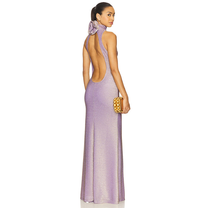 Damen Elegantes Maxikleid mit hohem Stehkragen und figurbetontem Schnitt Echo Archiv