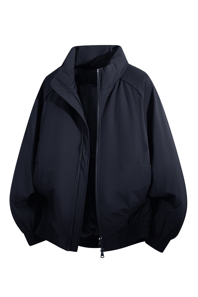 Unisex Oversize-Bomberjacke mit Stehkragen, elastischem Saum & wattierter Fütterung Echoarchiv