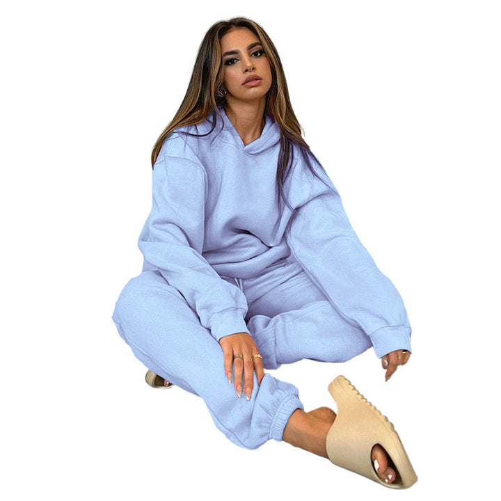Damen nan lässiges Oversize-Kapuzenloungewear-Set mit fleecegefüttertem Hoodie und hochgeschnittener Jogginghose Echo Archiv