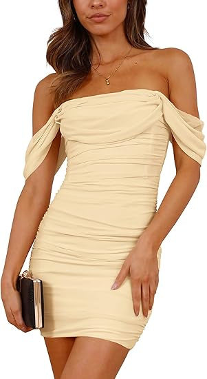 Damen figurbetontes Wickelkleid mit schulterfreiem Design Echo Archiv