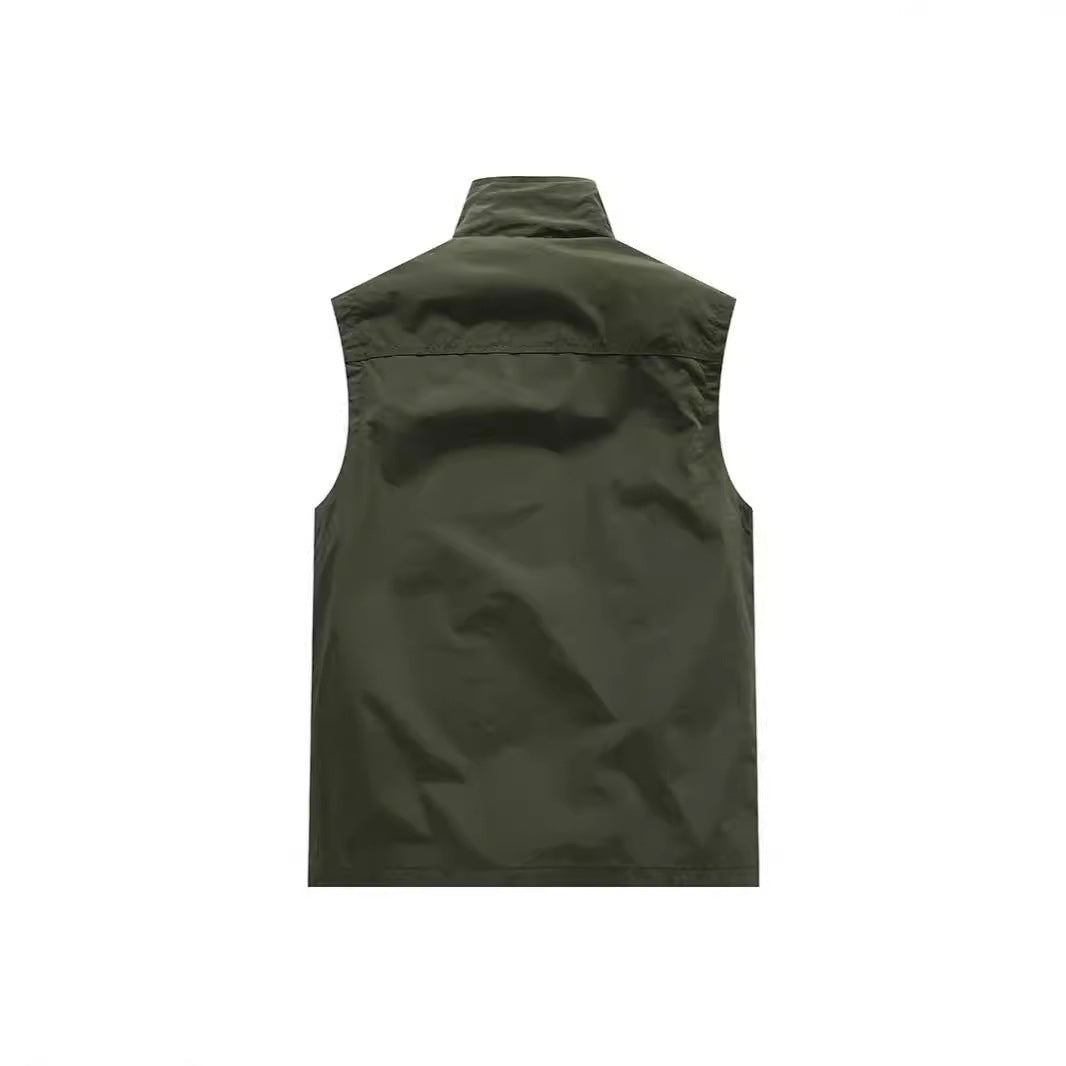 Herren Leichte Utility-Weste mit Mesh-Innenfutter, Reißverschluss und hohem Stehkragen Echoarchiv