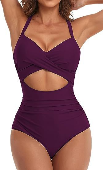 Damen Einteiliger Badeanzug mit elegantem Wickelschnitt Echo Archiv