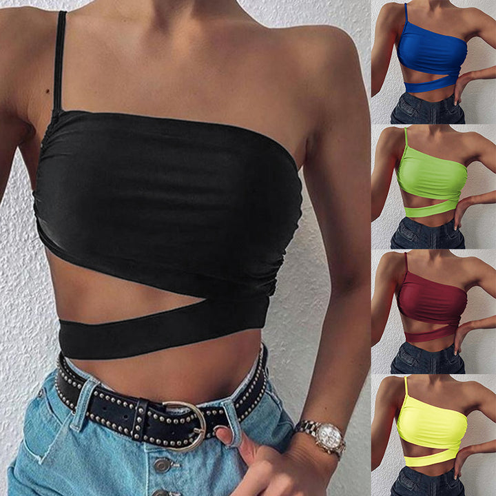 Damen asymmetrisches Crop-Top mit elegantem Wickeldesign Echo Archiv