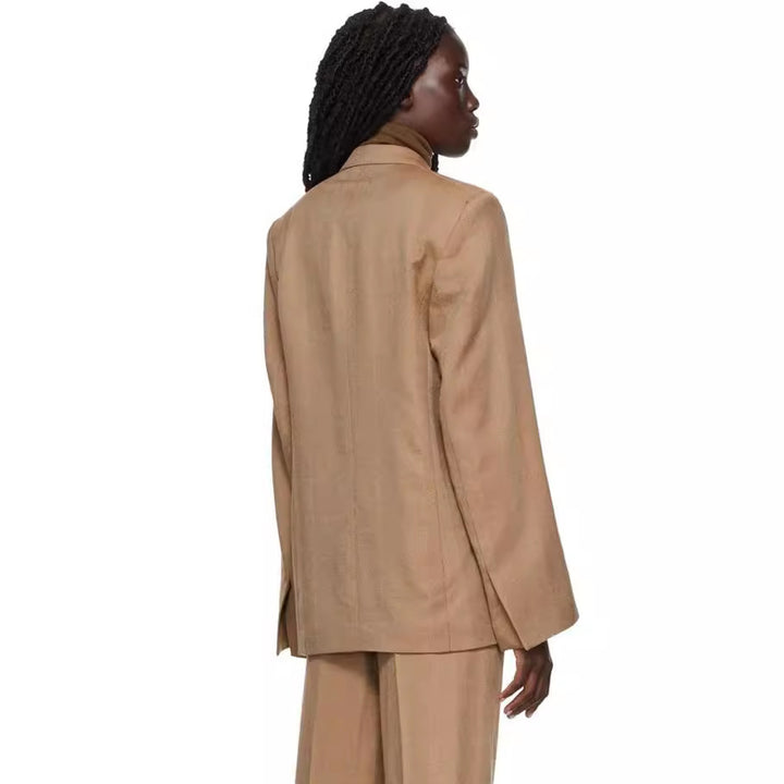 Damen Zweiteiliges Oversize-Blazer‑Set mit weiten Bundfaltenhosen Echoarchiv