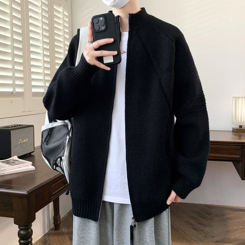 Herren Strickjacke mit hochgeschlossenem Kragen und Reißverschluss Echoarchiv