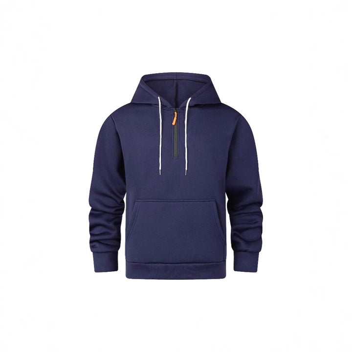 Herren moderner Kapuzenpullover mit halbem Reißverschluss und Kängurutasche Echoarchiv