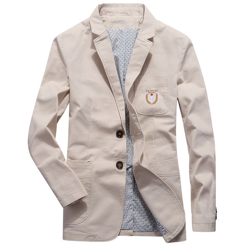 Herren Baumwoll-Canvas Sakko im Casual-Look mit Brustpatch – Tianoro