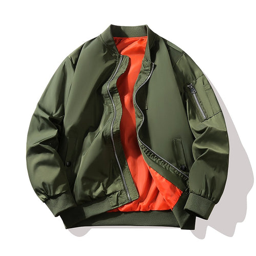 Herren Bomberjacke im Fliegerstil mit kontrastfarbenem Innenfutter, Ärmel‑Reißverschlusstasche & Rippenbündchen Echo Archiv
