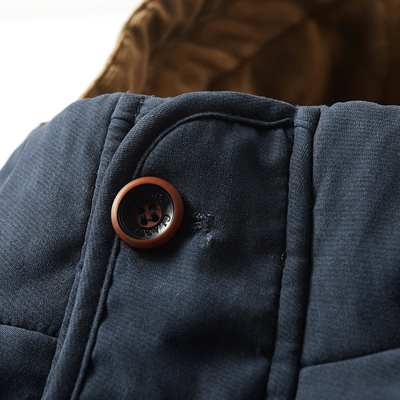 Herren wattierter Parka im Canvas-Look mit Teddyfleece-Innenfutter und Kapuze Echoarchiv