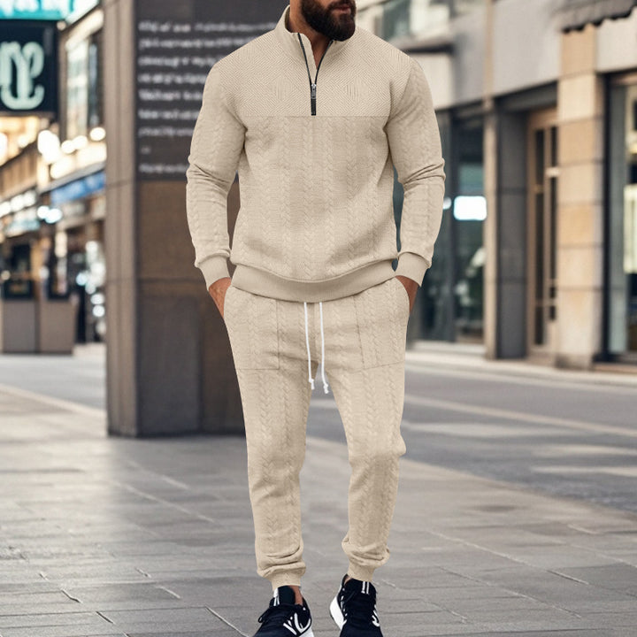 Herren Freizeit-Jogginganzug aus weichem Strickstoff mit modernem Zipper Echoarchiv