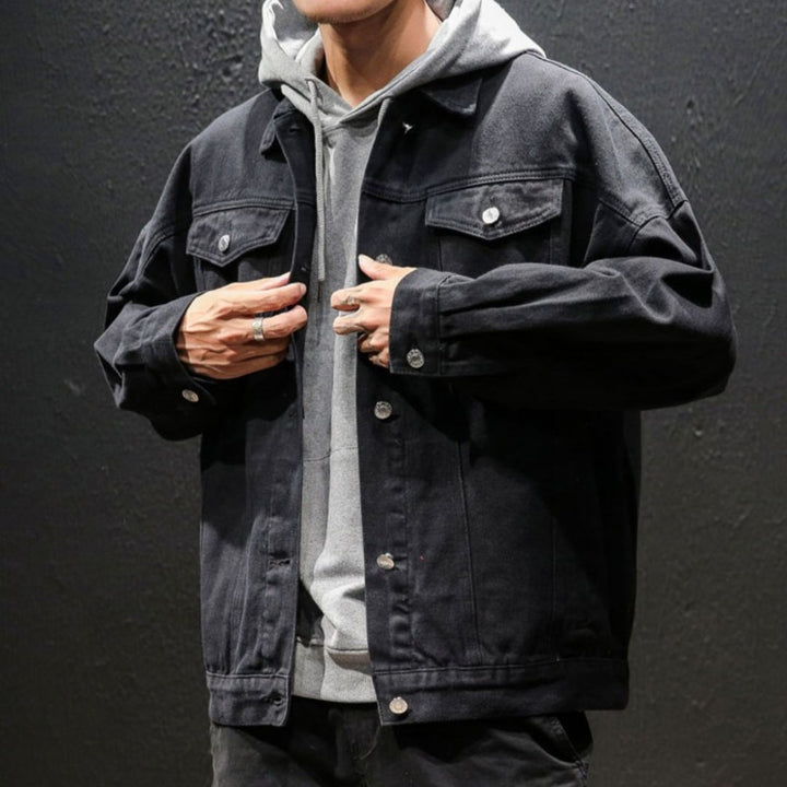 Herren Lässige Denimjacke mit Kapuze Echoarchiv 1788341893