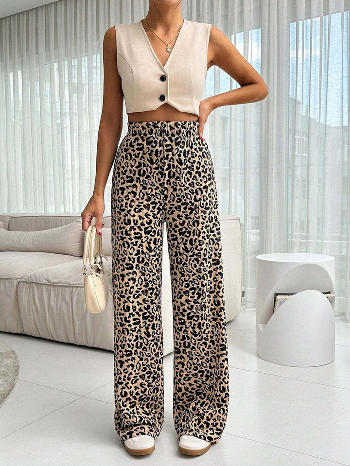 Damen Modische Leoprint Palazzohose Echo Archiv