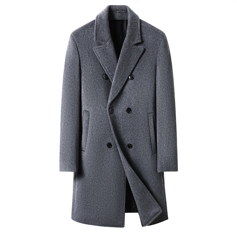 Herren eleganter Wolle-Mantel mit doppelt geknöpftem Design und stylischem Revers Echoarchiv