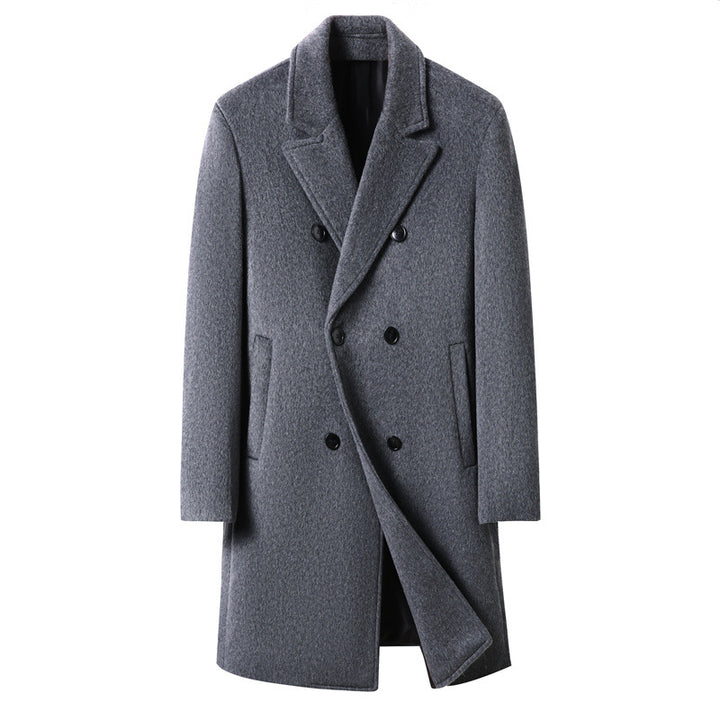 Herren eleganter Wolle-Mantel mit doppelt geknöpftem Design und stylischem Revers Echoarchiv