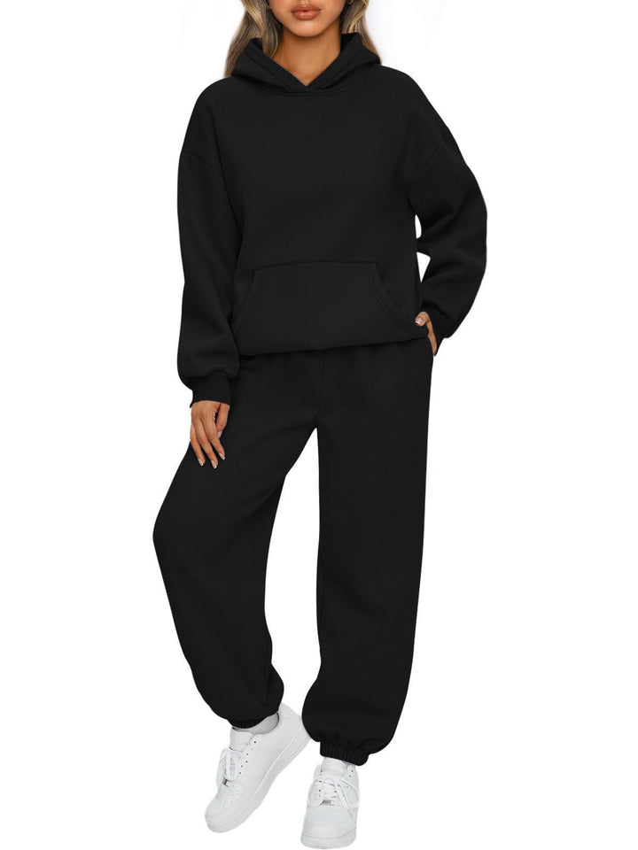 Damen nan Boxy-Hoodie und Palazzo-Jogger Set mit elastischem Knöchelbund Echo Archiv
