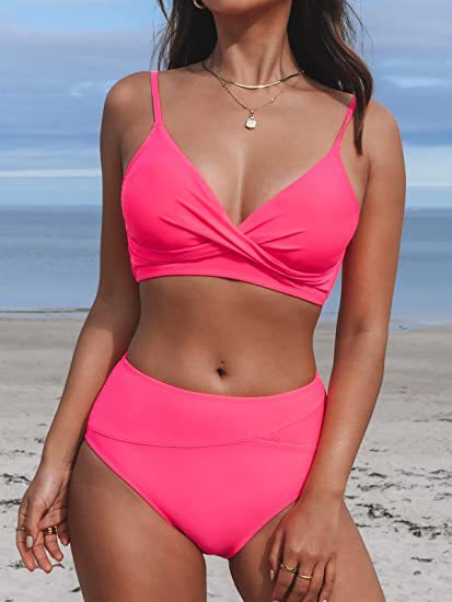 Damen Bikiniset mit hohem Bund und Wickel-Oberteil Echo Archiv