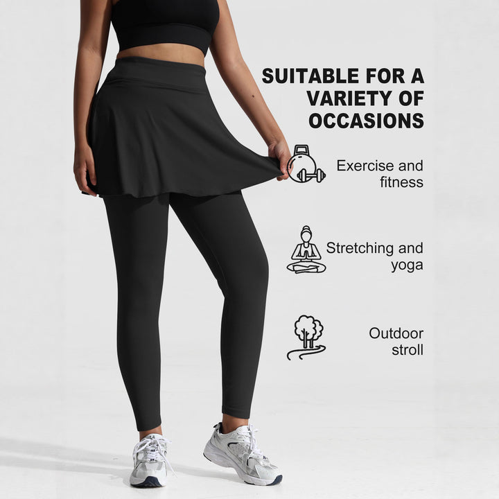 Damen Thermal-Leggings mit integriertem Sportrock und Fleece-Futter echoarchiv-