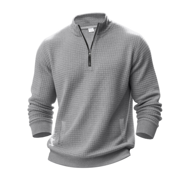 Herren Stepppullover mit halbem Reißverschluss und modernem Strukturdesign Echoarchiv