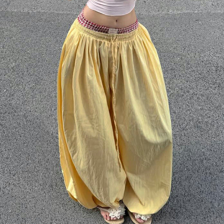 Damen Bequeme Palazzo-Hosen mit elastischem Bund und verstellbarem Kordelzug Echo Archiv
