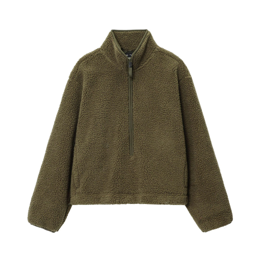 Damen nan kuscheliger Teddy-Fleece Half-Zip Pullover mit Känguru-Tasche Echo Archiv