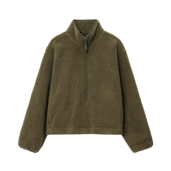 Damen nan kuscheliger Teddy-Fleece Half-Zip Pullover mit Känguru-Tasche Echo Archiv