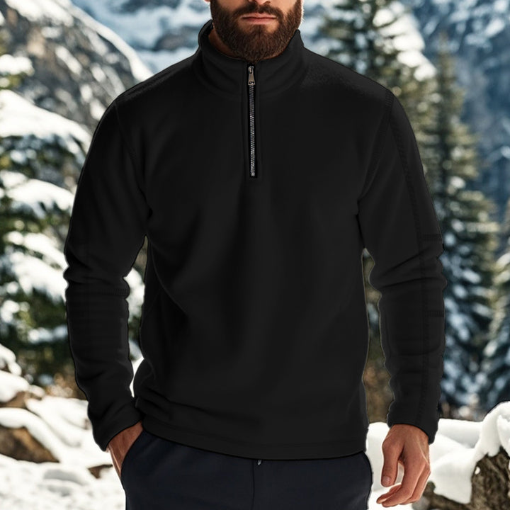 Herren kuscheliger Fleece-Pullover mit half-Zip und hohem Kragen Echoarchiv