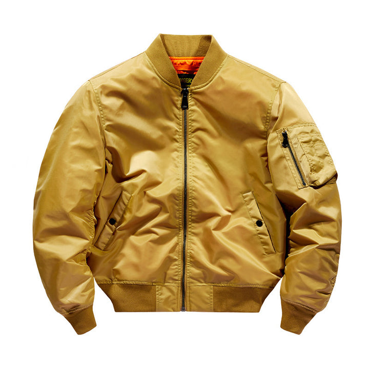 Herren Flieger-Bomberjacke aus technischem Nylon mit Rippbündchen und Ärmeltasche – Brevano