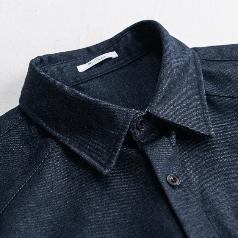 Herren Weiches Denim-Overshirt mit Pattentasche und lockerem Schnitt Echoarchiv