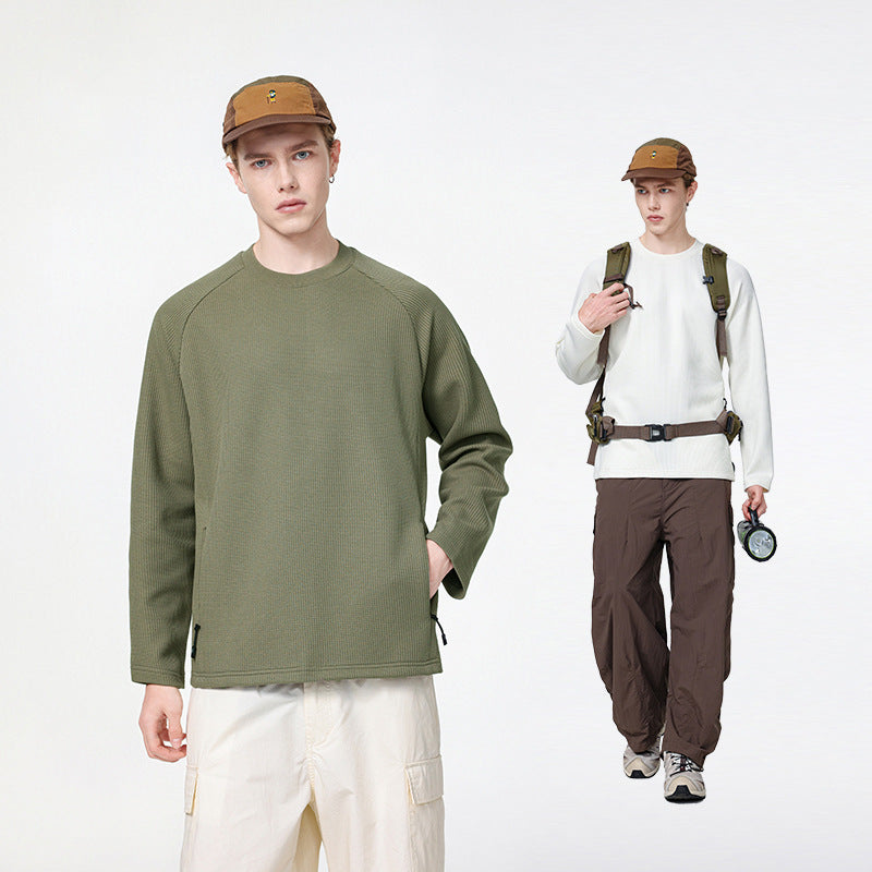 Herren Waffelstruktur-Thermo-Sweatshirt mit Raglanärmeln und Reißverschlusstaschen Echo Archiv