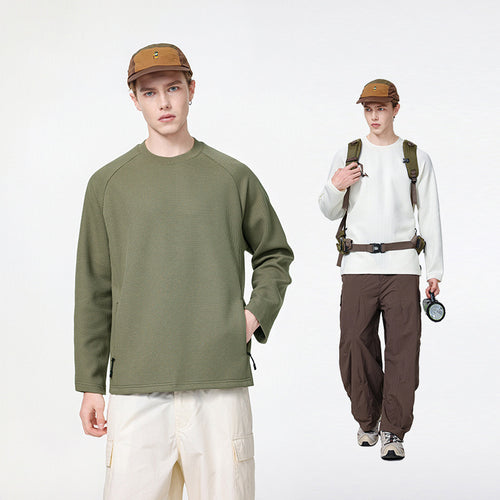 Herren Waffelstruktur-Thermo-Sweatshirt mit Raglanärmeln und Reißverschlusstaschen Echo Archiv