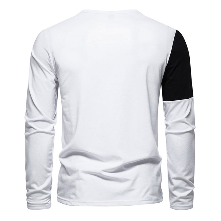Herren Langarmshirt mit modernem V-Ausschnitt und farblich abgesetzten Ärmeln Echoarchiv