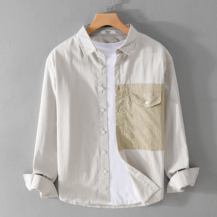 Herren Kontrast-Brusttaschen-Overshirt aus leichter Baumwollmischung mit Relaxed‑Fit Echoarchiv