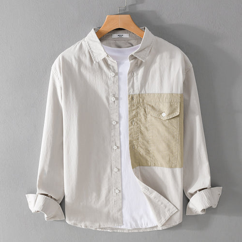 Herren Kontrast-Brusttaschen-Overshirt aus leichter Baumwollmischung mit Relaxed‑Fit Echoarchiv