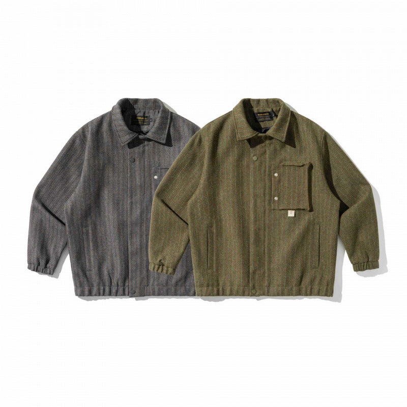Herren Kastenförmige Overshirt‑Jacke aus Wollmix mit aufgesetzter Brusttasche Echo Archiv
