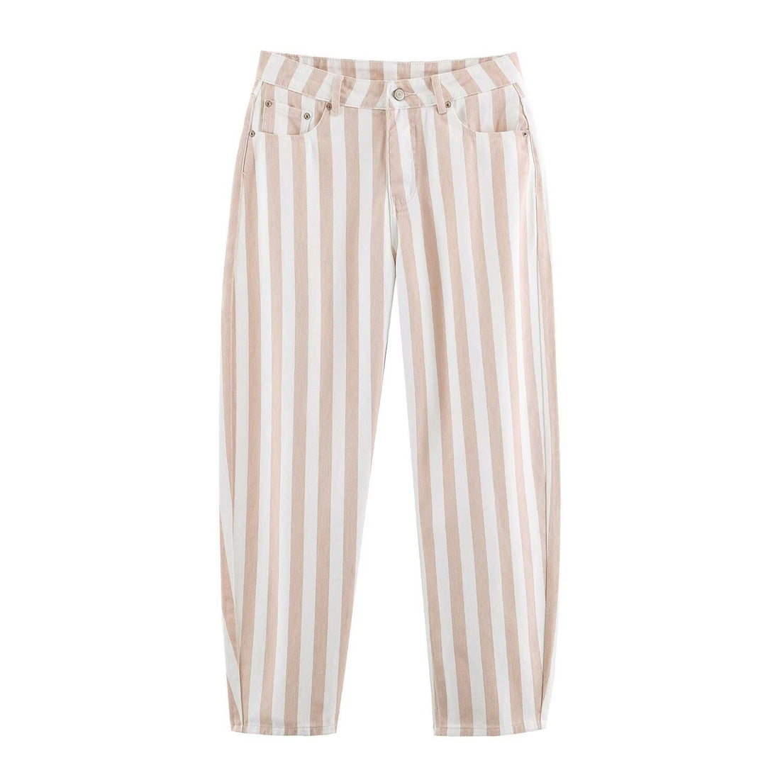 Damen Gestreifte Highwaist Fünf-Taschen-Hose mit geradem Bein Echoarchiv