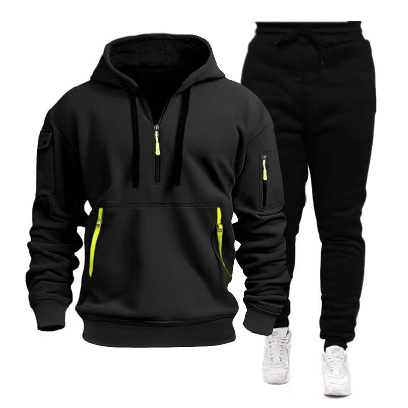 Herren nan Performance-Hoodie- und Jogginganzug mit Neon-Zippern, Utility-Taschen und elastischem Tunnelzug Echo Archiv