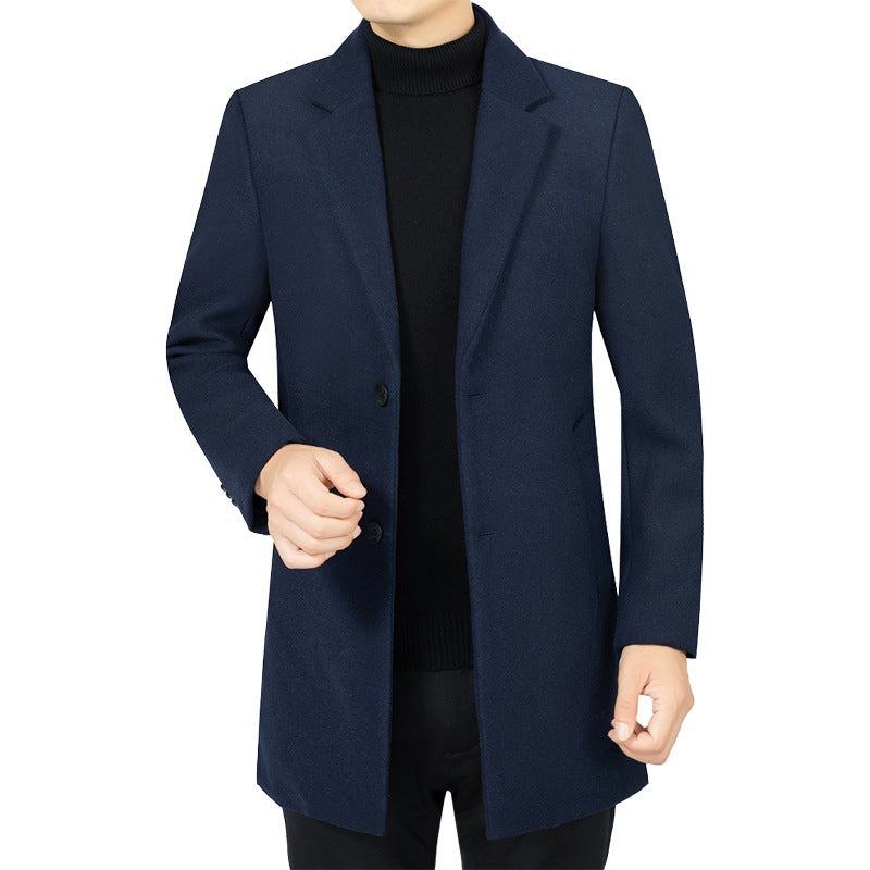 Herren Eleganter taillierter Wollmix-Mantel mit Notch-Revers und Zweiknopfverschluss – Montevé