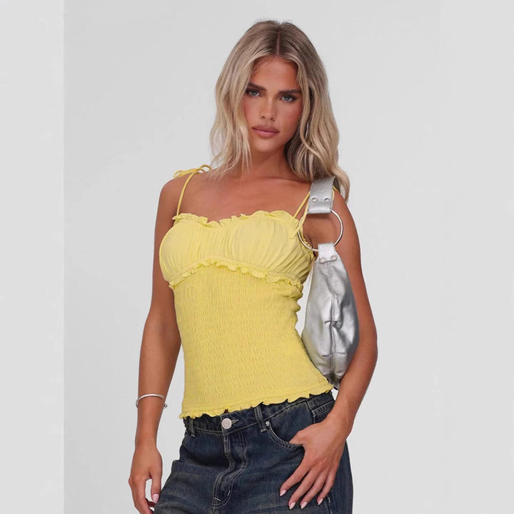 Damen luftiges Trägertop mit Rüschendetails Echo Archiv