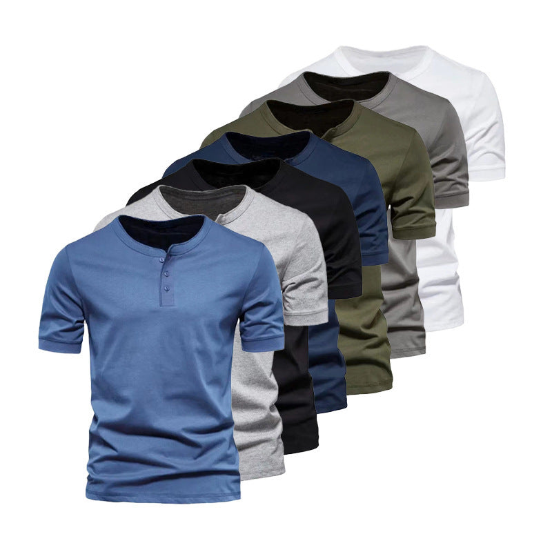 Herren Kurzarm Henley T-Shirt aus atmungsaktivem Baumwollmix Echoarchiv