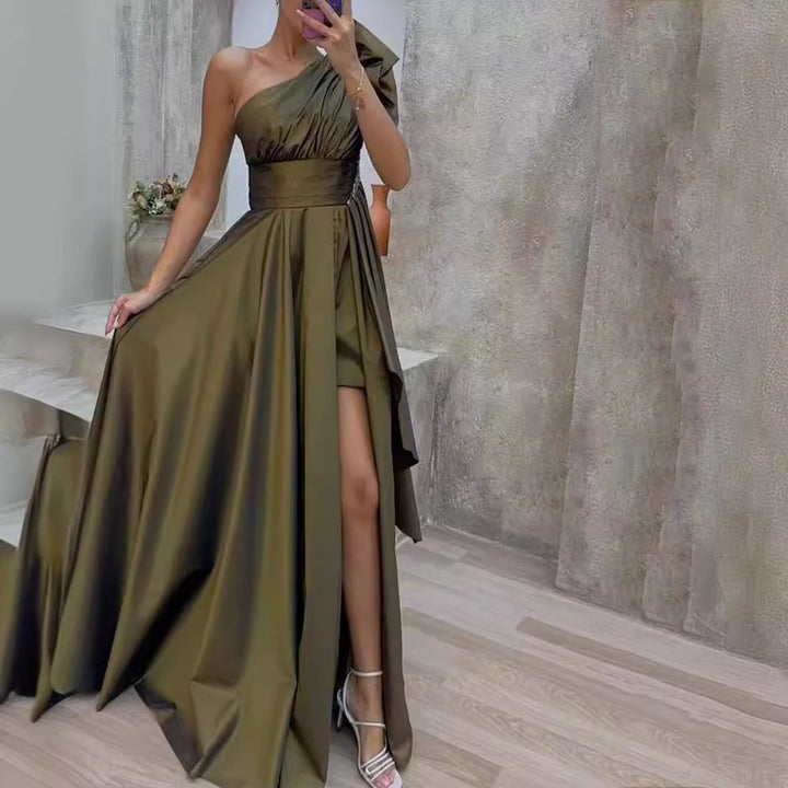 Damen Elegantes Ein-Schulter Abendkleid mit geschwollenem Rock Echoarchiv