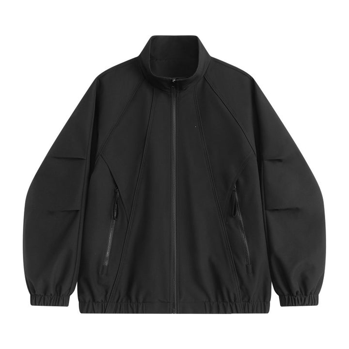 Herren Technische Oversize-Softshell-Trainingsjacke mit Stehkragen, ergonomischen Teilungsnähten & wasserabweisender Beschichtung Echoarchiv
